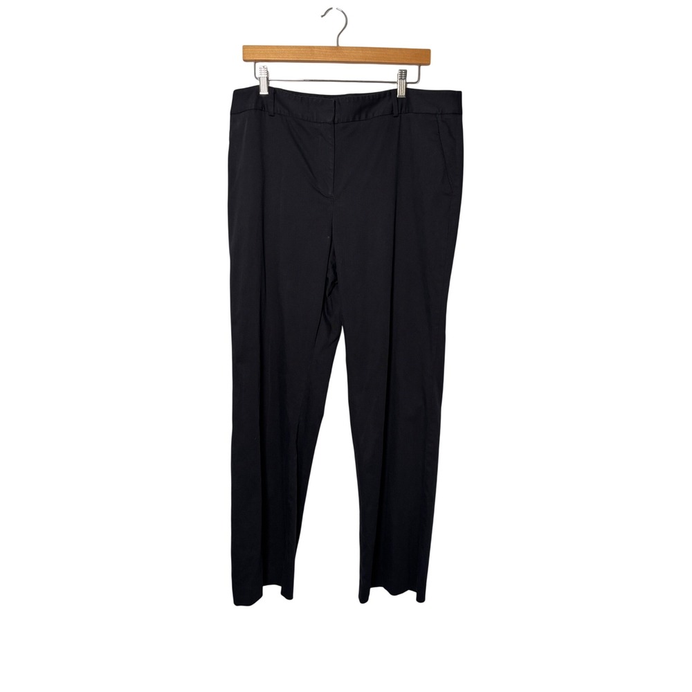 Talbots Women Pants 16 Navy Blue Cotton Lyocell Stretch Straight Leg Work Career